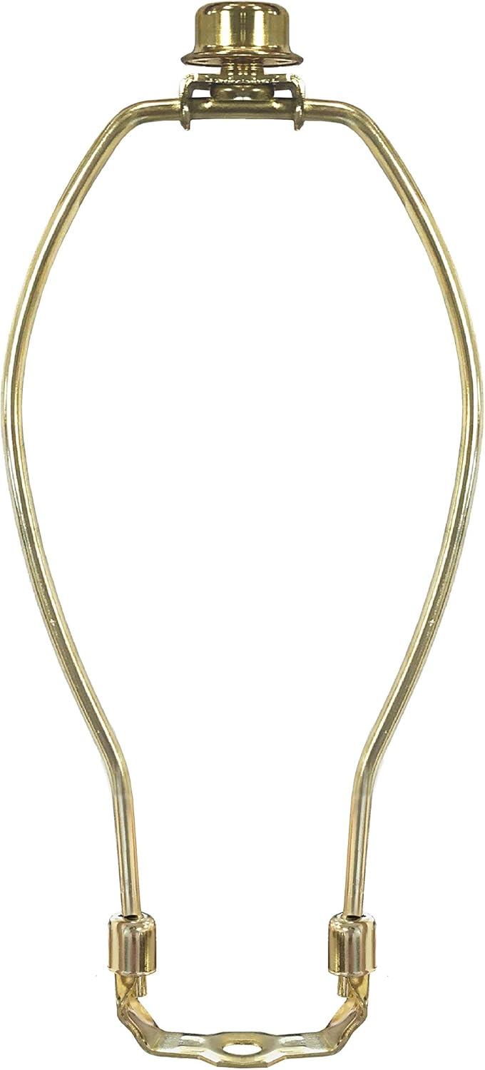 Royal Designs, Inc. Set of 2, 8 inch Polished Brass Lamp Shade Harp Holder with Lamp Finial, DIY Repair/Replacement, Heavy Duty, for Table/Floor Lamps