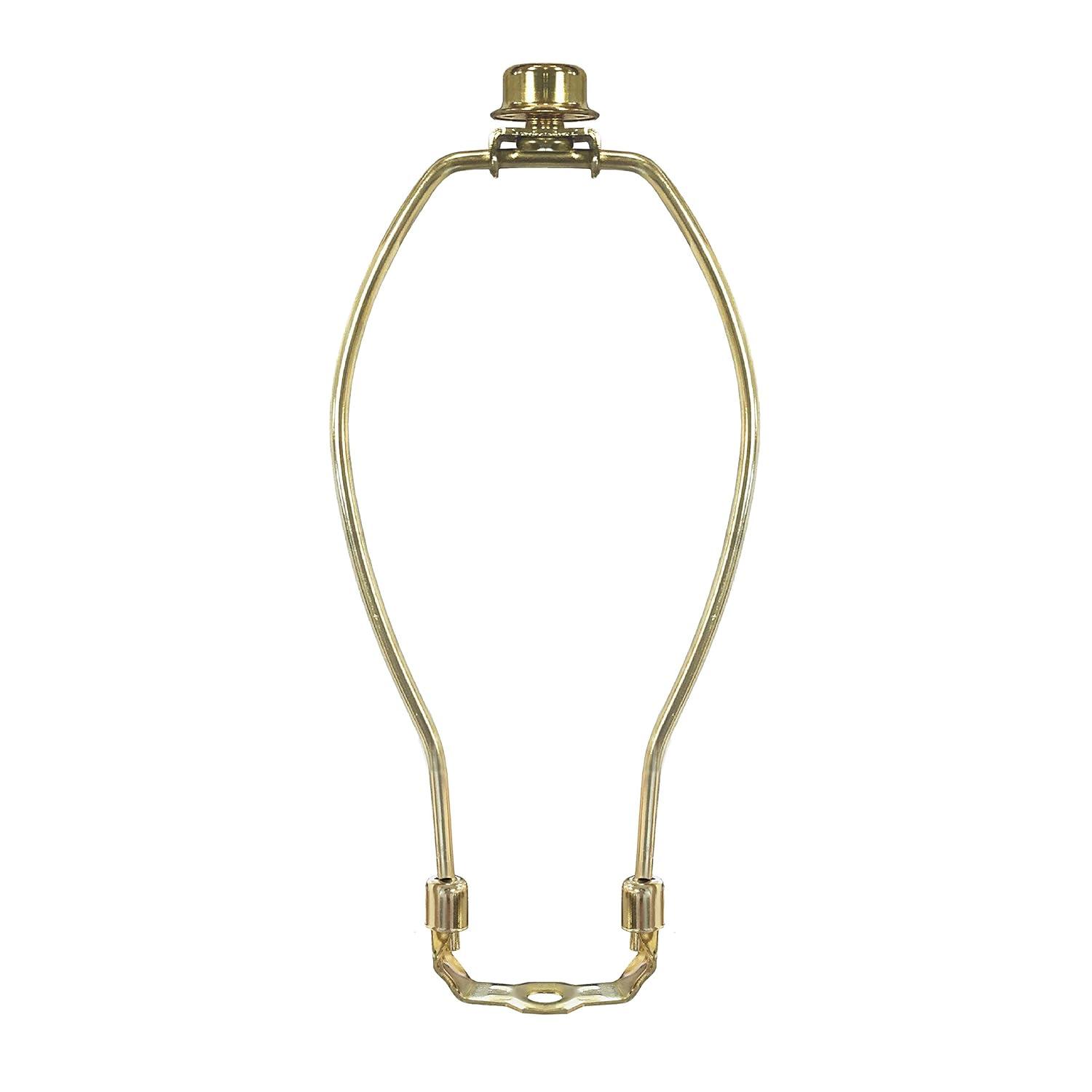 Royal Designs, Inc. Set of 2, 8 inch Polished Brass Lamp Shade Harp Holder with Lamp Finial, DIY Repair/Replacement, Heavy Duty, for Table/Floor Lamps