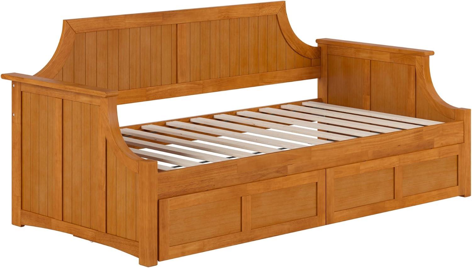 AFI Cambridge Wood Twin Size Daybed Frame with 2 Storage Drawers, Light Toffee