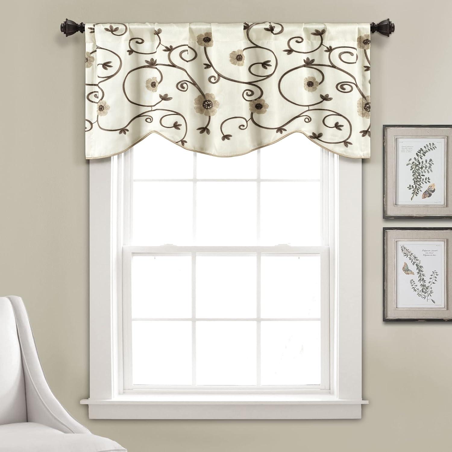 Lush Decor Floral Scalloped 42'' W Window Valance