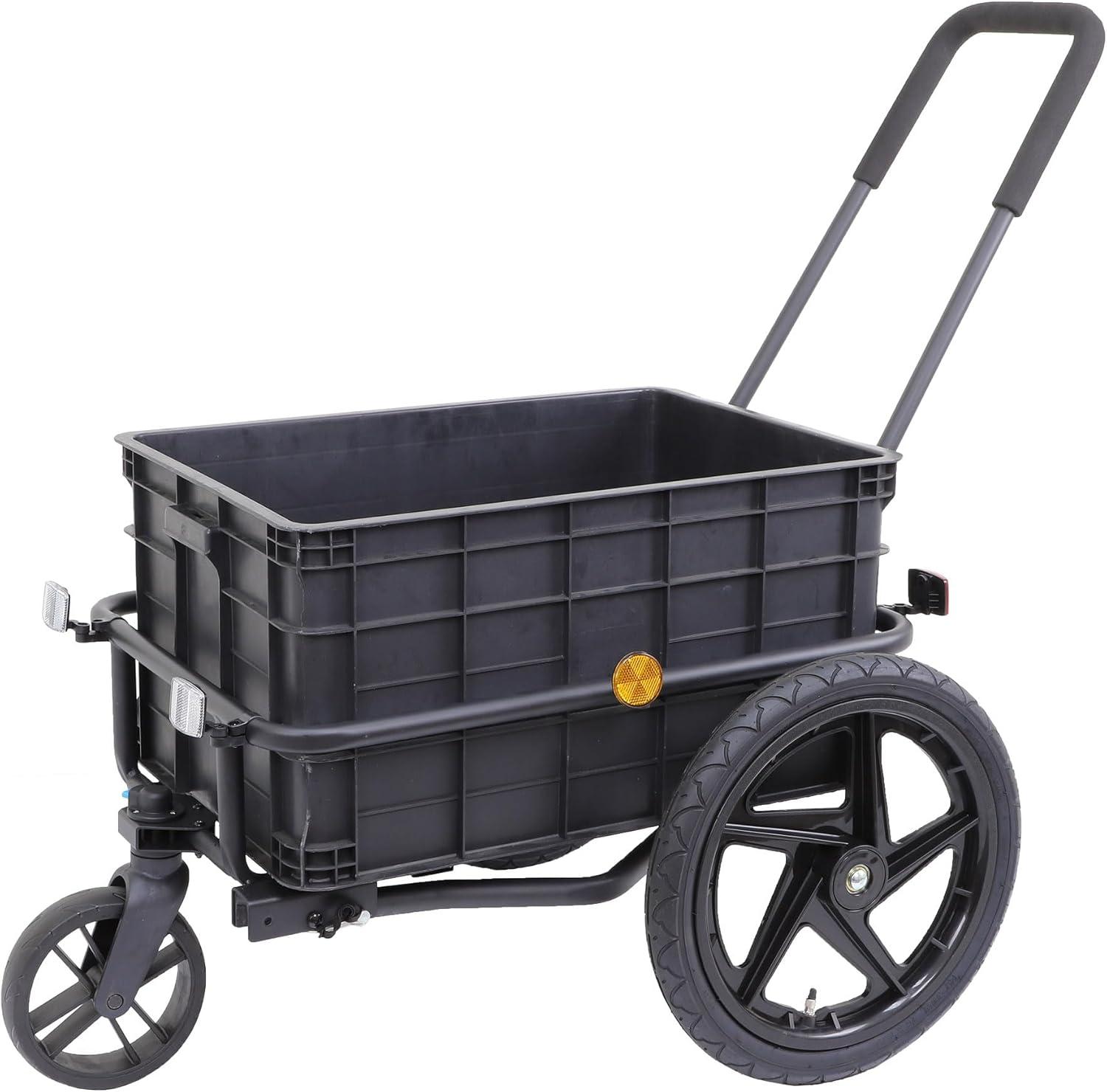 Xspec 2-in-1 Bike Cargo Trailer Pushcart with Tow Hitch and Removable Handlebar