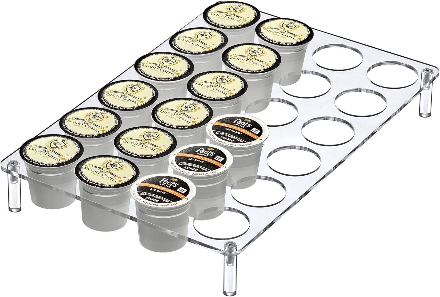 Amazing Abby 24-Slot Flat Acrylic Coffee Pod Holder, Large-Capacity Plastic Coffee Capsule Storage, BPA-Free and Shatter-Proof, Great for Use on Countertop or in Drawer, Up to 24 Keurig K-Cups