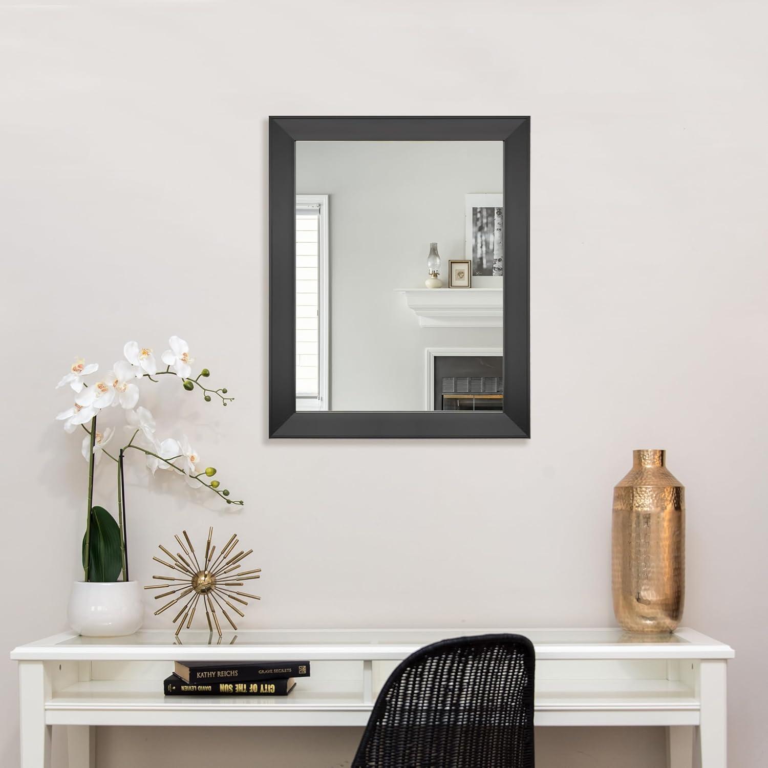 Amazon Basics Rectangular Wall Mount Mirror 16" x 20" - Standard Trim, Black