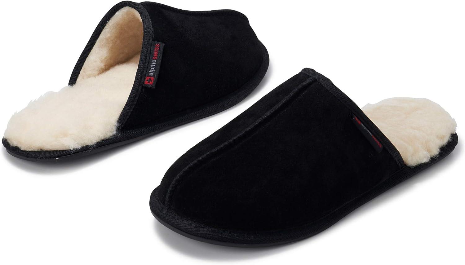 Alpine Swiss Mens Suede Memory Foam Scuff Slippers Comfort Slip On House Shoes