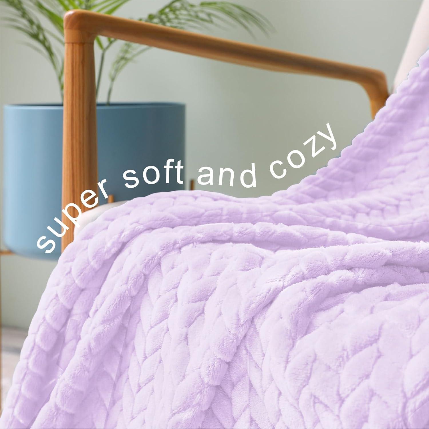 PAVILIA Soft Waffle Blanket Throw for Sofa Bed, Lightweight Plush Warm Blanket for Couch , Lavender Purple/Throw - 50x60