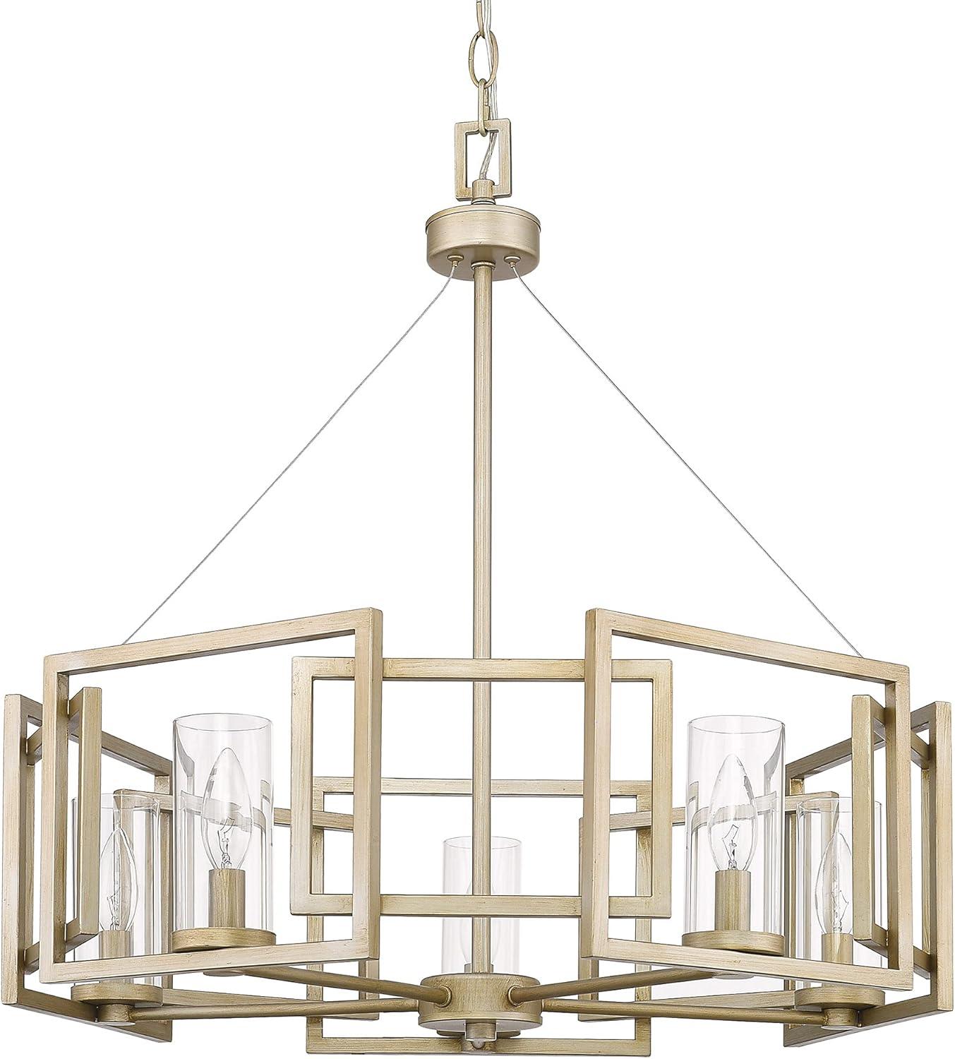 Golden Lighting Marco 5-Light Chandelier in White Gold with Clear Glass