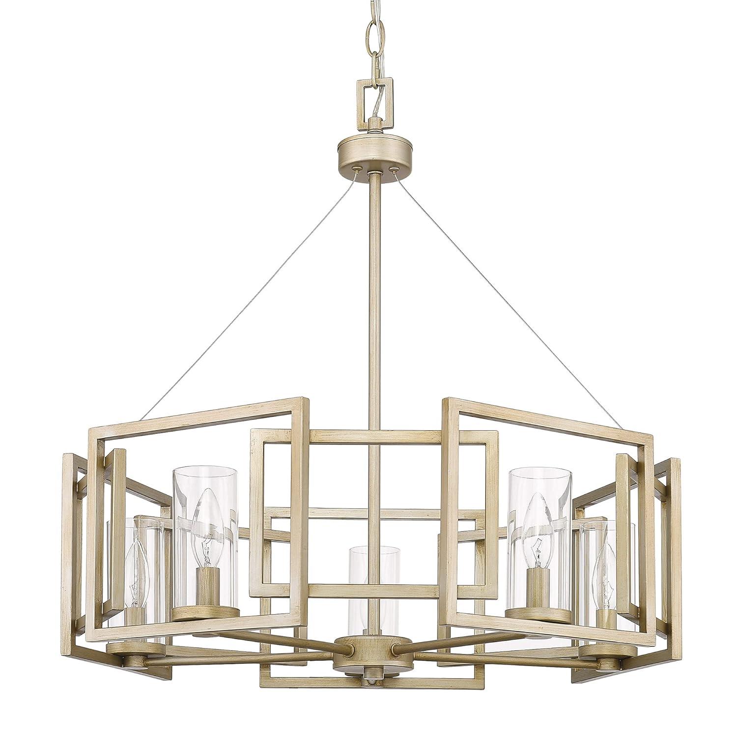 Golden Lighting Marco 5-Light Chandelier in White Gold with Clear Glass
