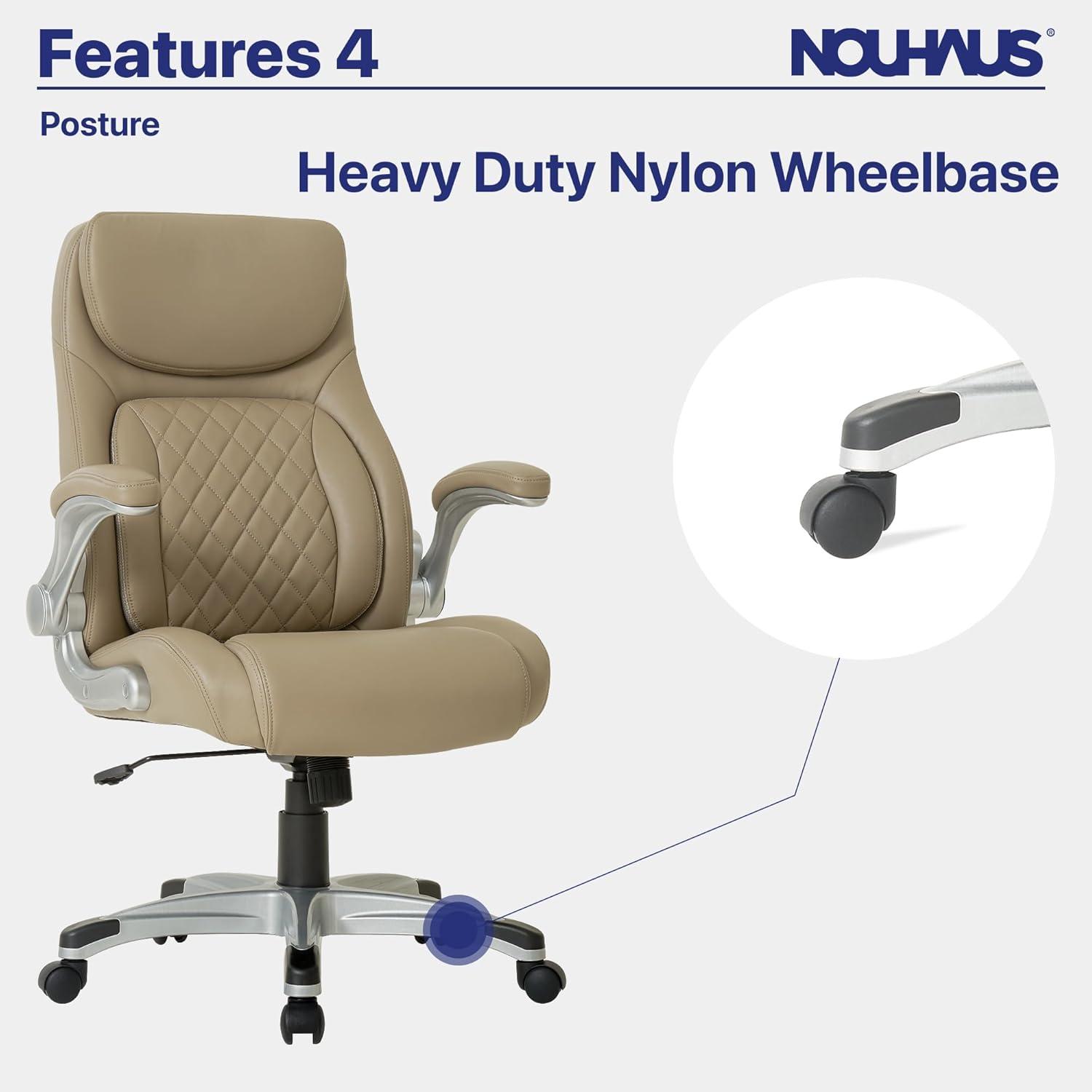 Nouhaus Posture Ergonomic PU Leather Office Chair. Click5 Lumbar Support with FlipAdjust Armrests. Modern Executive Chair and Computer Desk Chair