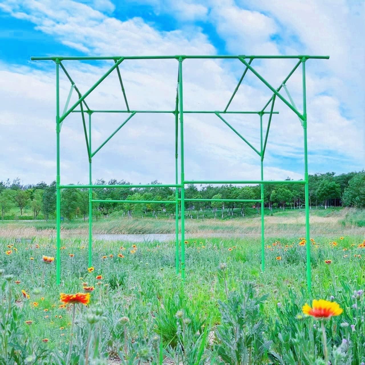 OUTOUR Large Grape Vine Support Arch Arbor Gazebo Trellis Rack Pergola 118'' L x 79'' W x 90.5'' H Plastic-Coated Metal Large Cane Frame for Vineyard Outdoor Patio Lawn Yard Garden Decoration White