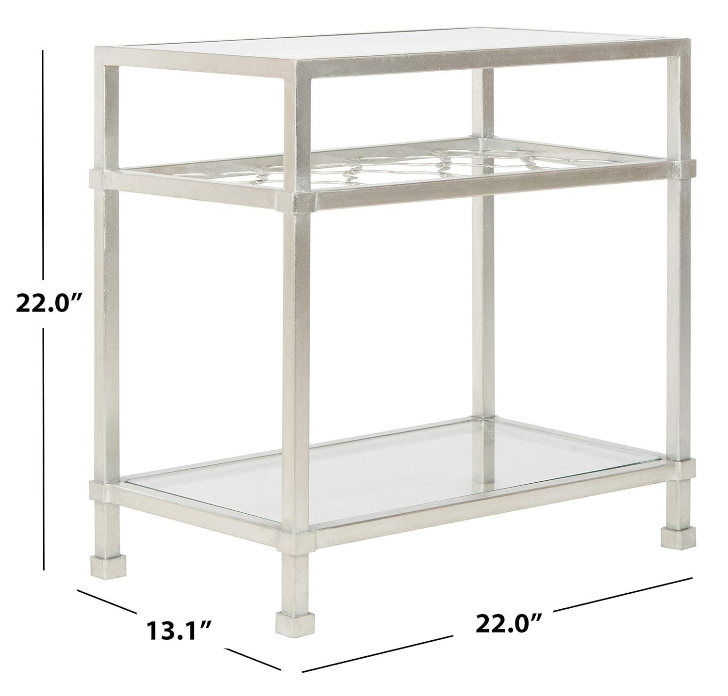 Hanzel Gold Leaf Glass Side Table - AMH8312A - Gold/Glass - Safavieh Couture