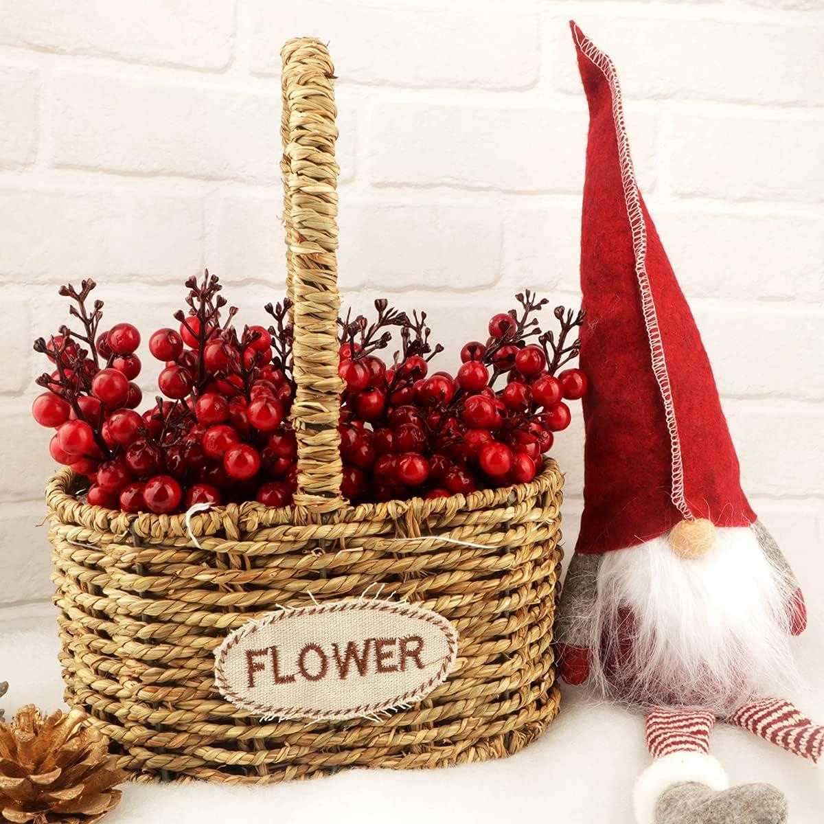 MINKUROW 24 Pack Red Berry Stems,7.5 Inch Artificial Burgundy Red Berry Picks Holly Red Berries Branches Christmas Berry Stem Picks for Christmas Tree DIY Crafts Wedding Holiday Season Winter