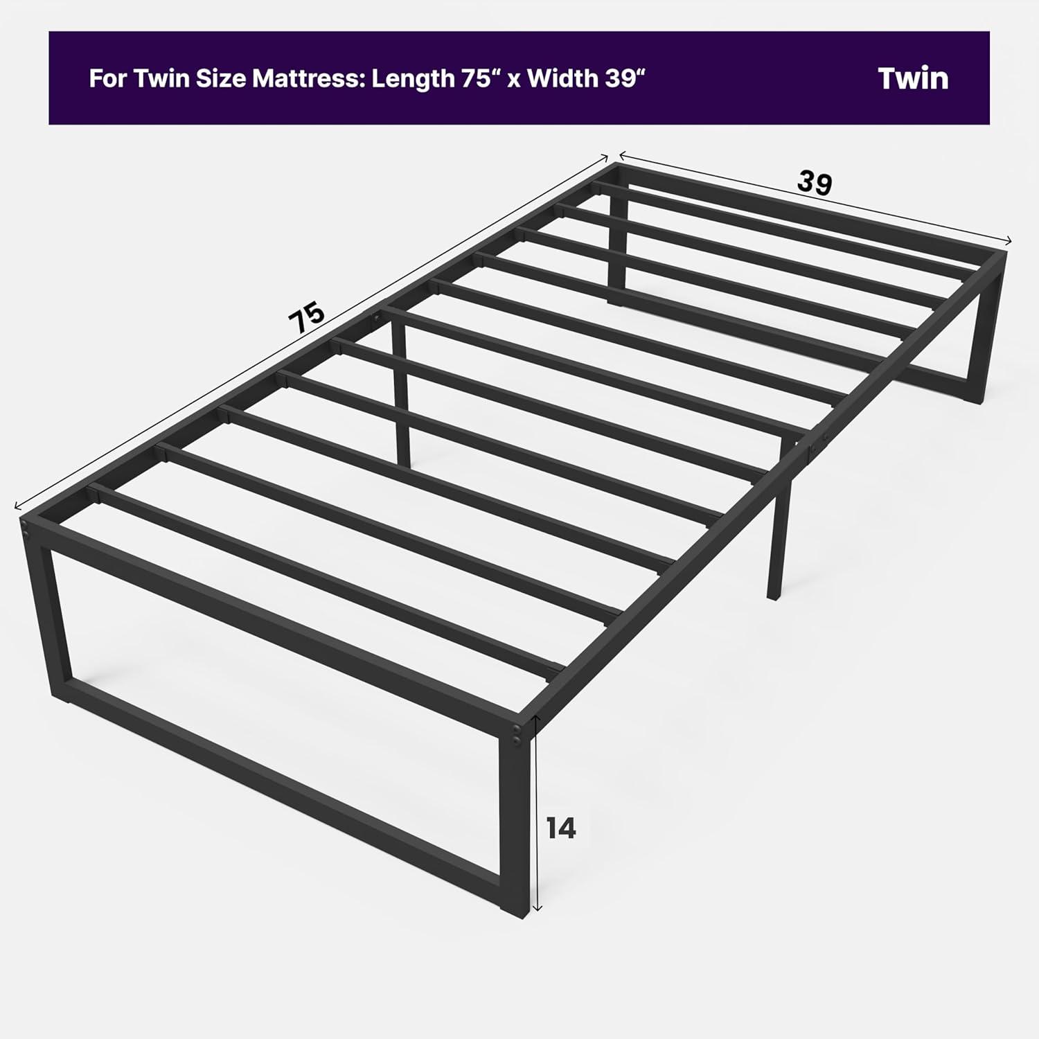 NapQueen Alpha New Metal Platform Bed Frame, Mattress Foundation with Steel Slats