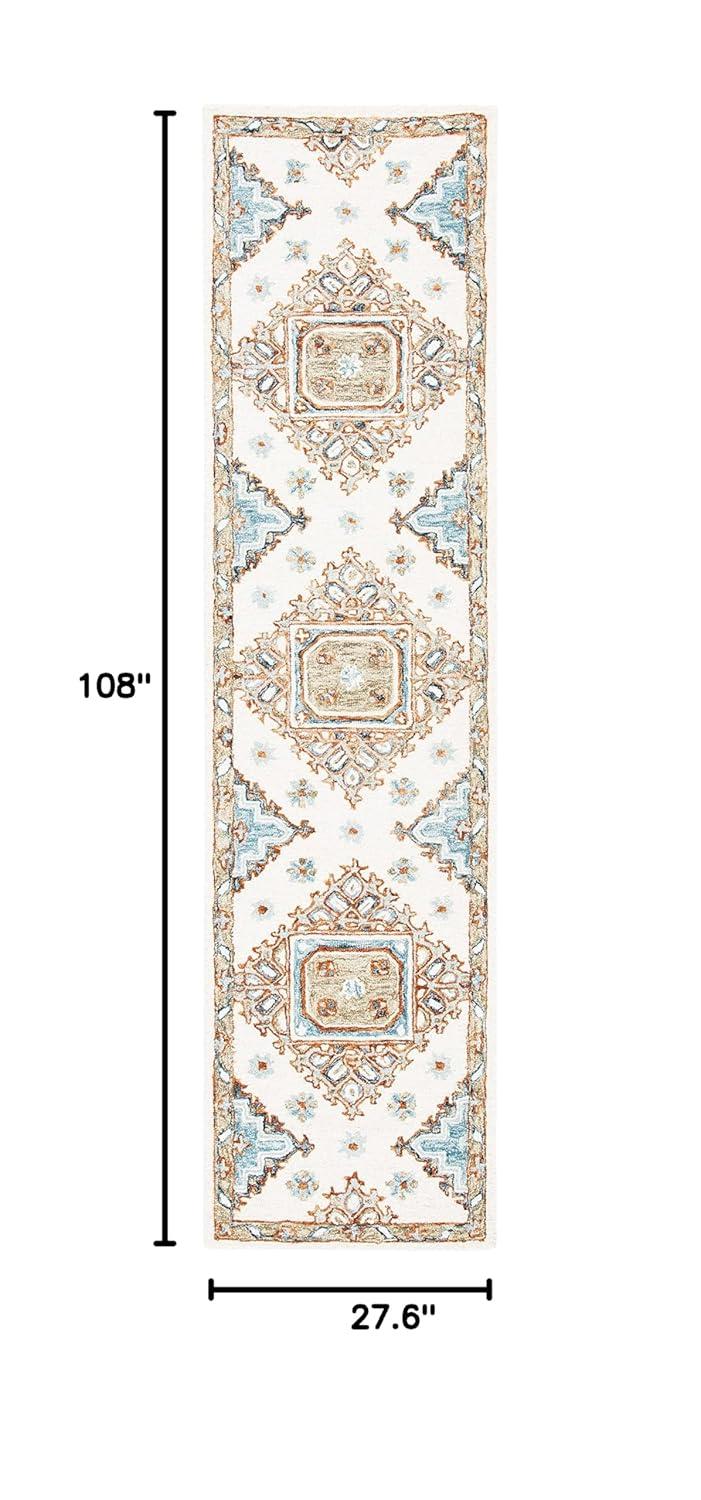 Capri CPR209 Hand Tufted Runner Rug - Ivory/Rust - 2'3"x9' - Safavieh.