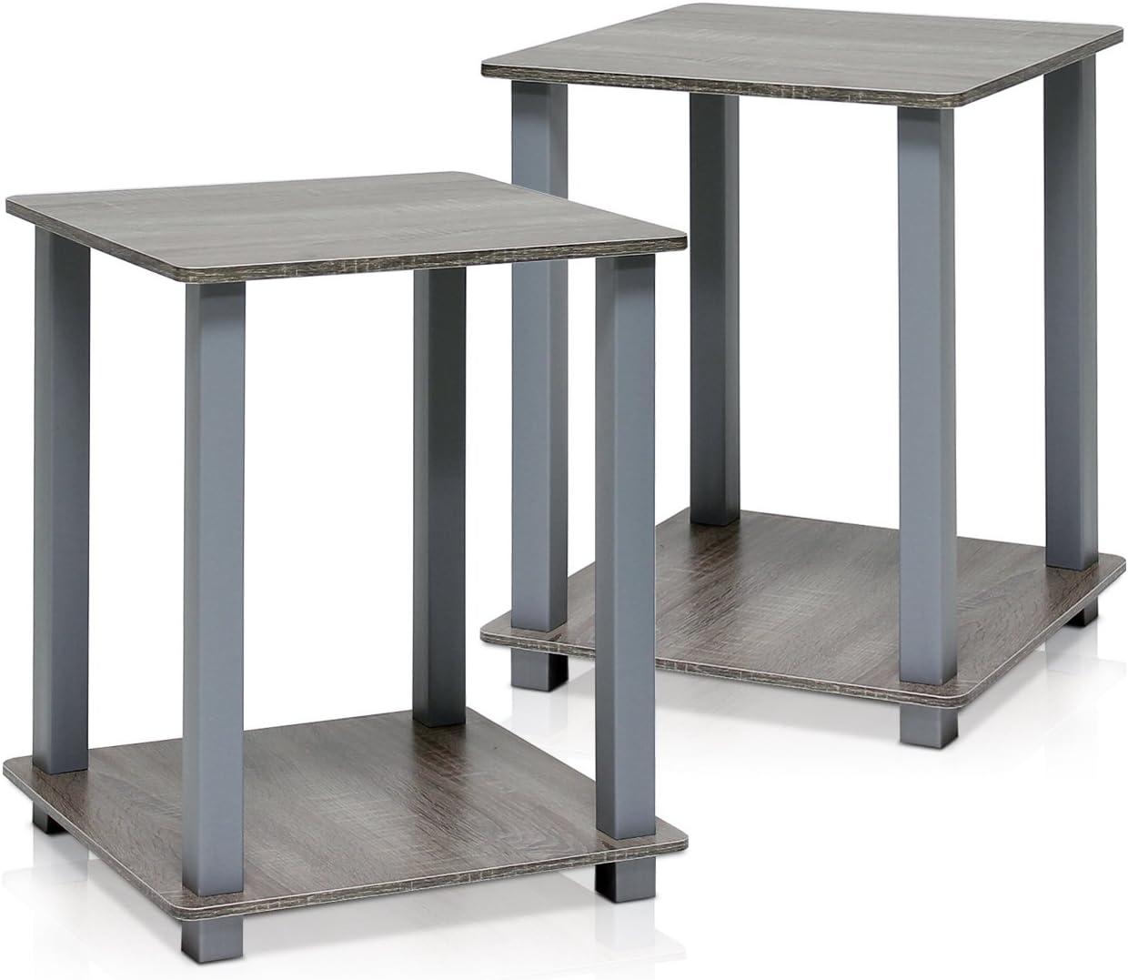 Simplistic End Table, French Oak Grey - 19.6 x 15.6 x 15.6 in. - Set of 2