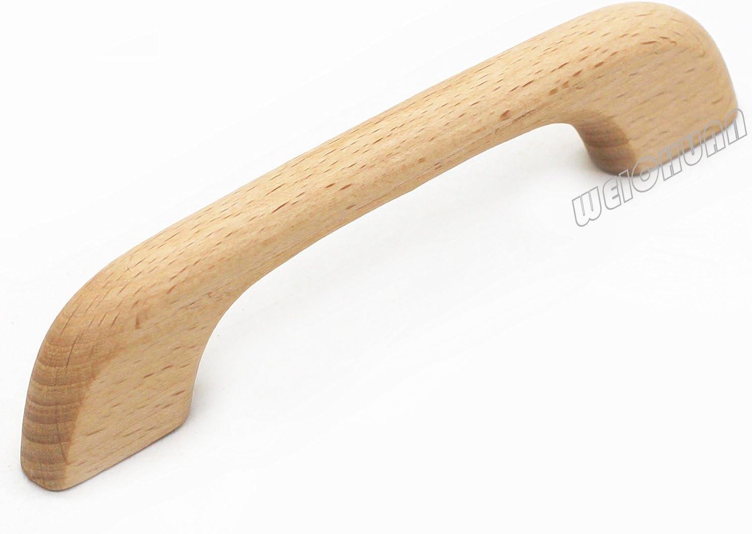 THESG-10PCS Wood Unfinished Drawer Knobs Pulls Handles - Kitchen Cabinets Furniture Dresser Wardrobe Cupboard Drawer Knobs Pulls Handles(Total Length: 5" Hole-to-Hole Distance: 4")