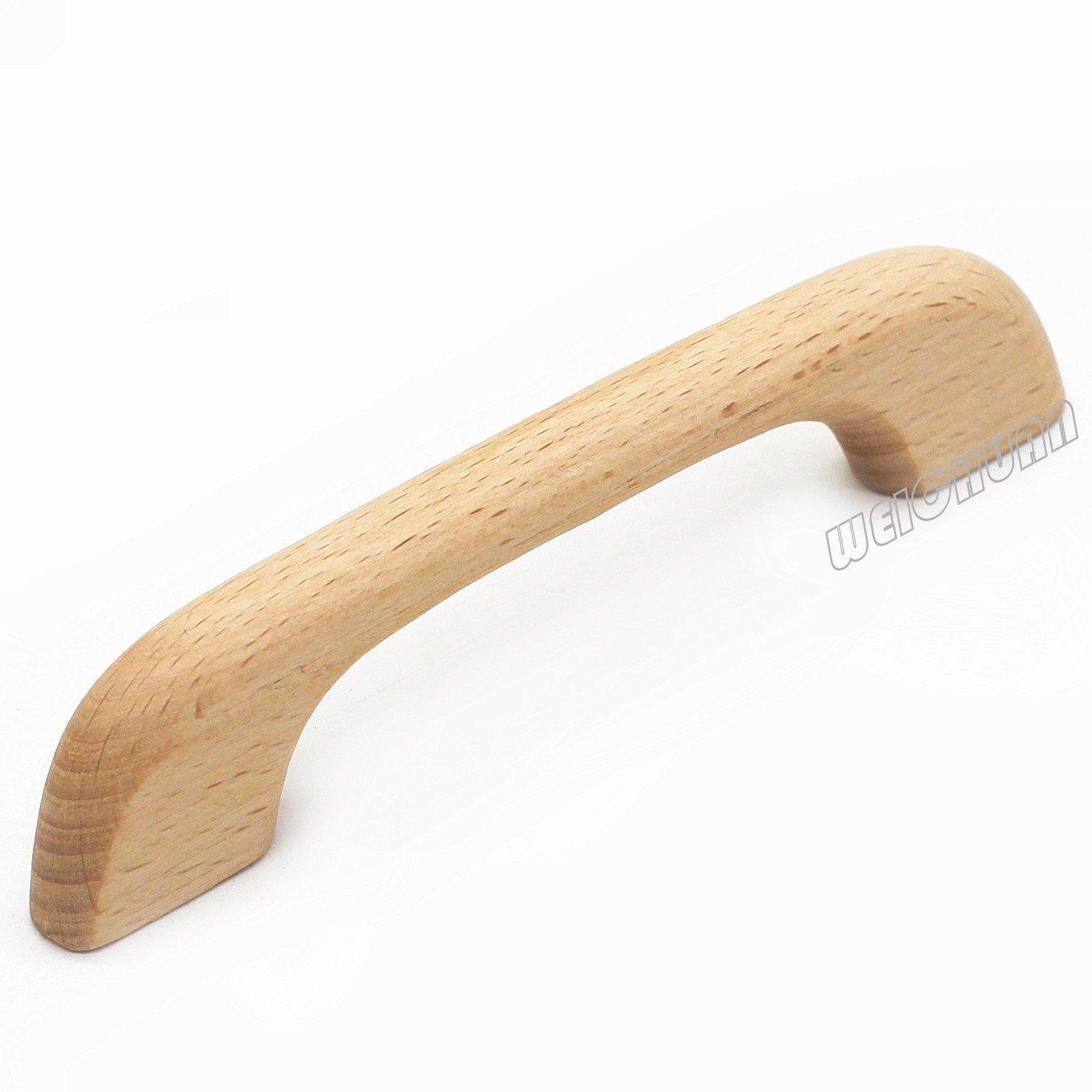 THESG-10PCS Wood Unfinished Drawer Knobs Pulls Handles - Kitchen Cabinets Furniture Dresser Wardrobe Cupboard Drawer Knobs Pulls Handles(Total Length: 5" Hole-to-Hole Distance: 4")