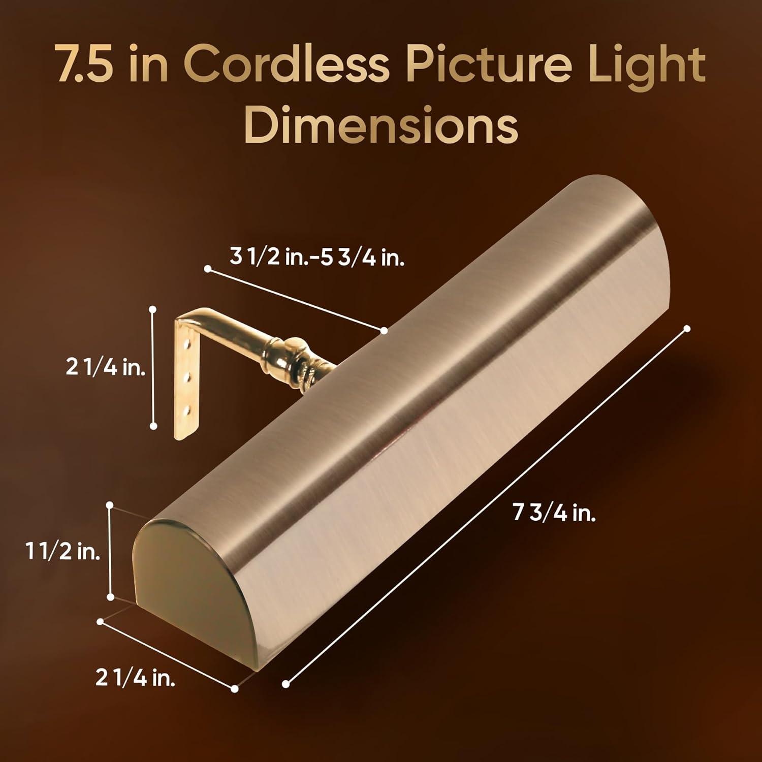 Sleek Brass Cordless LED Picture Light with Remote Control