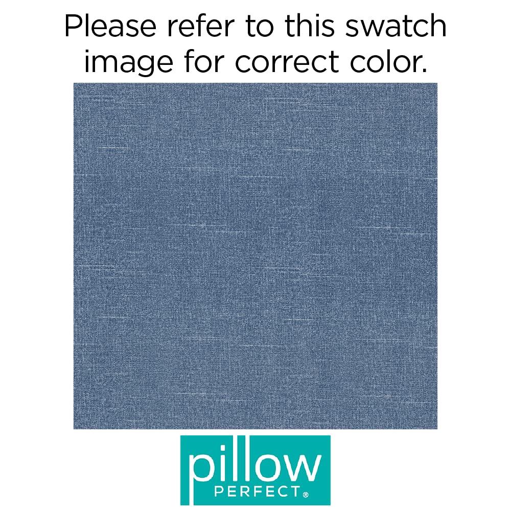 48" x 18" Outdoor Tufted Bench/Swing Cushion Tory Denim Blue - Pillow Perfect: Weather & Fade-Resistant