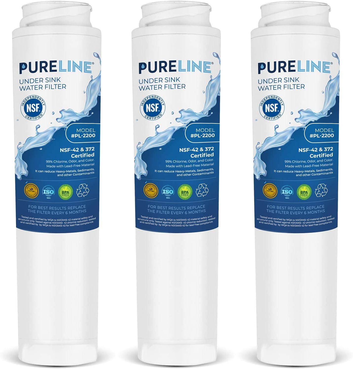 PURELINE GE FQROPF and FQSLF Under Sink Water Filter Replacement. Compatible with PXRQ15RBL, PXRQ15F, PNRQ15F, PNRQ20F, PNRQ20R and PNRQ21R (3 Pack)