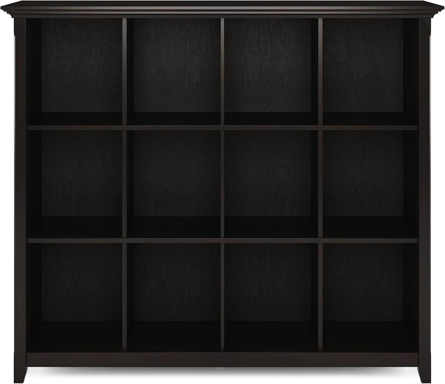 Hickory Brown 57" Solid Wood 12-Cube Storage Bookcase