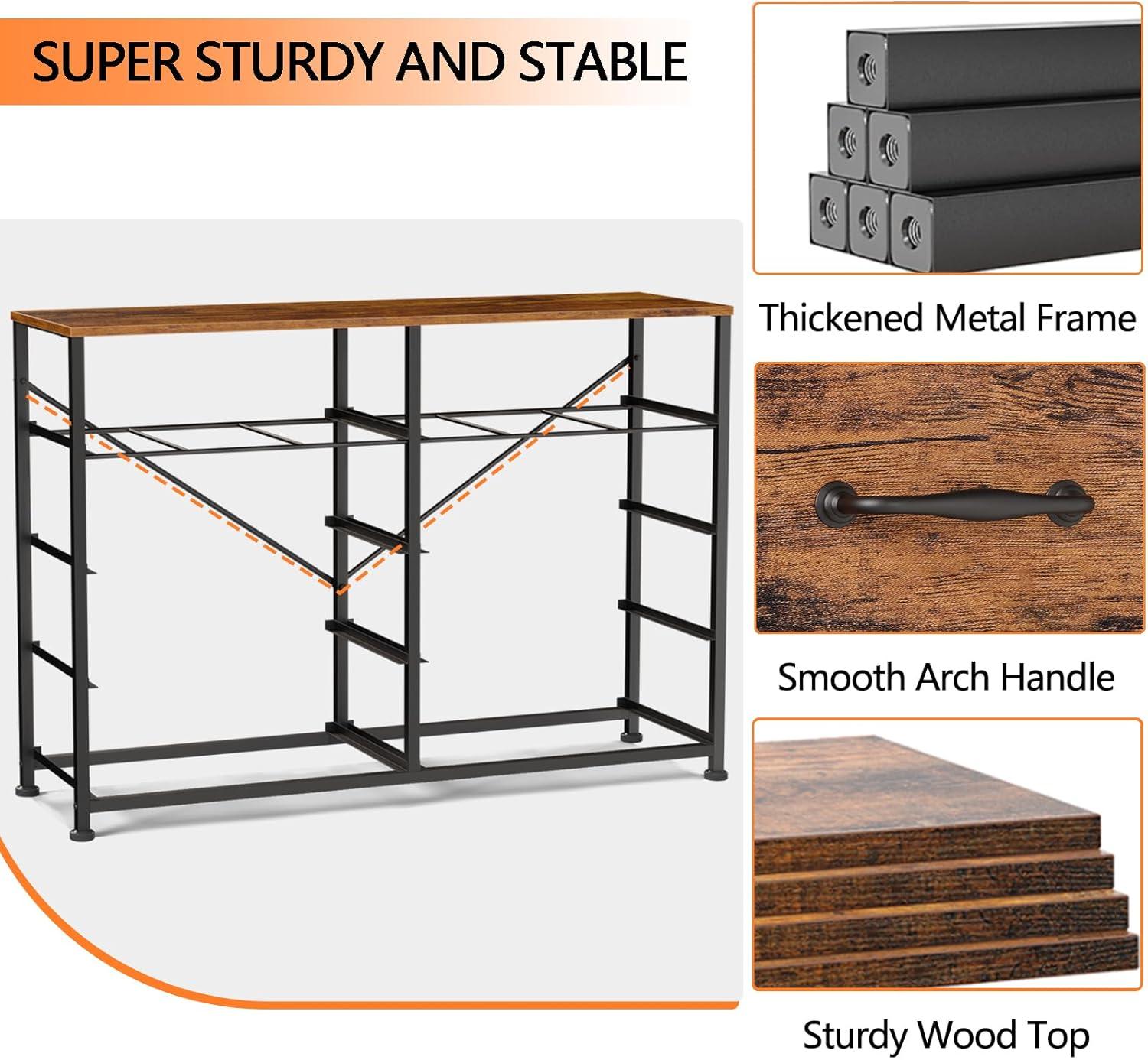 Furnulem Bedroom Dresser for 55”Long TV Stand,10 Storage Organizer Dressers & Chests of Drawers, Sturdy Metal Frame & Wood Top Tall Storage Cabinet for Bedroom Closet Living Room Entryway Rustic Brown