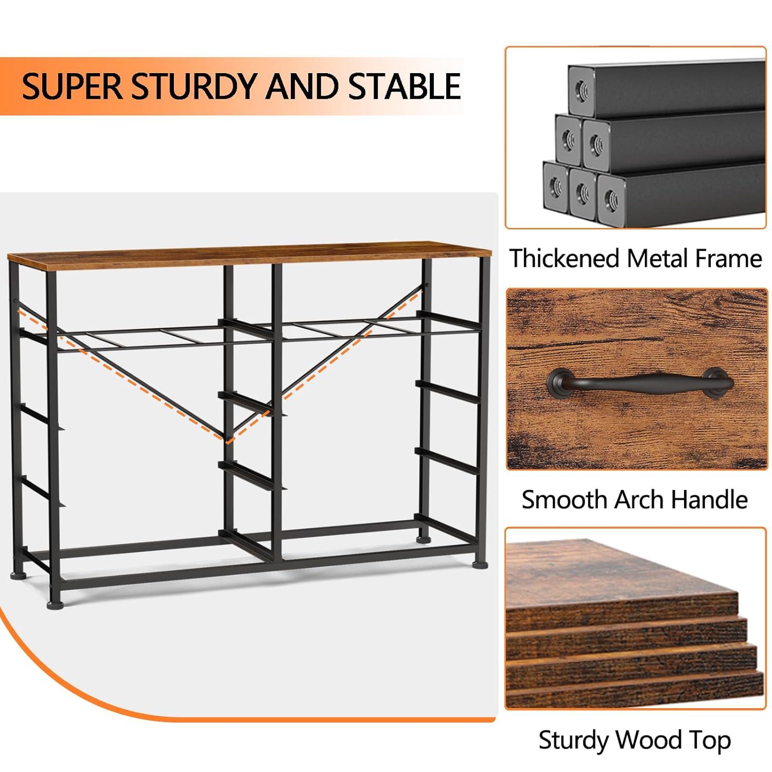 Furnulem Bedroom Dresser for 55”Long TV Stand,10 Storage Organizer Dressers & Chests of Drawers, Sturdy Metal Frame & Wood Top Tall Storage Cabinet for Bedroom Closet Living Room Entryway Rustic Brown