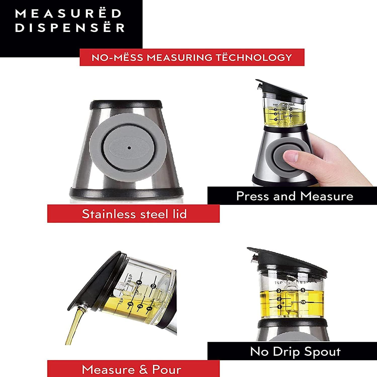Dwellza Kitchen Cooking Olive Oil Dispenser Bottles For Kitchen With Drain And Measurements