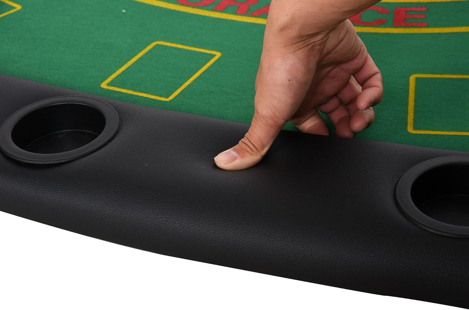 Soozier 72" Foldable 7-Player Poker Blackjack Table with Chip & Cup Holder