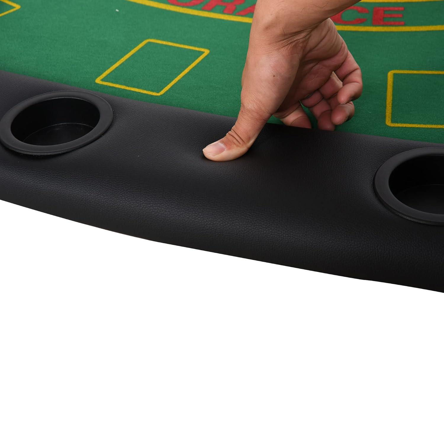 Soozier 72" Foldable 7-Player Poker Blackjack Table with Chip & Cup Holder, Green Felt