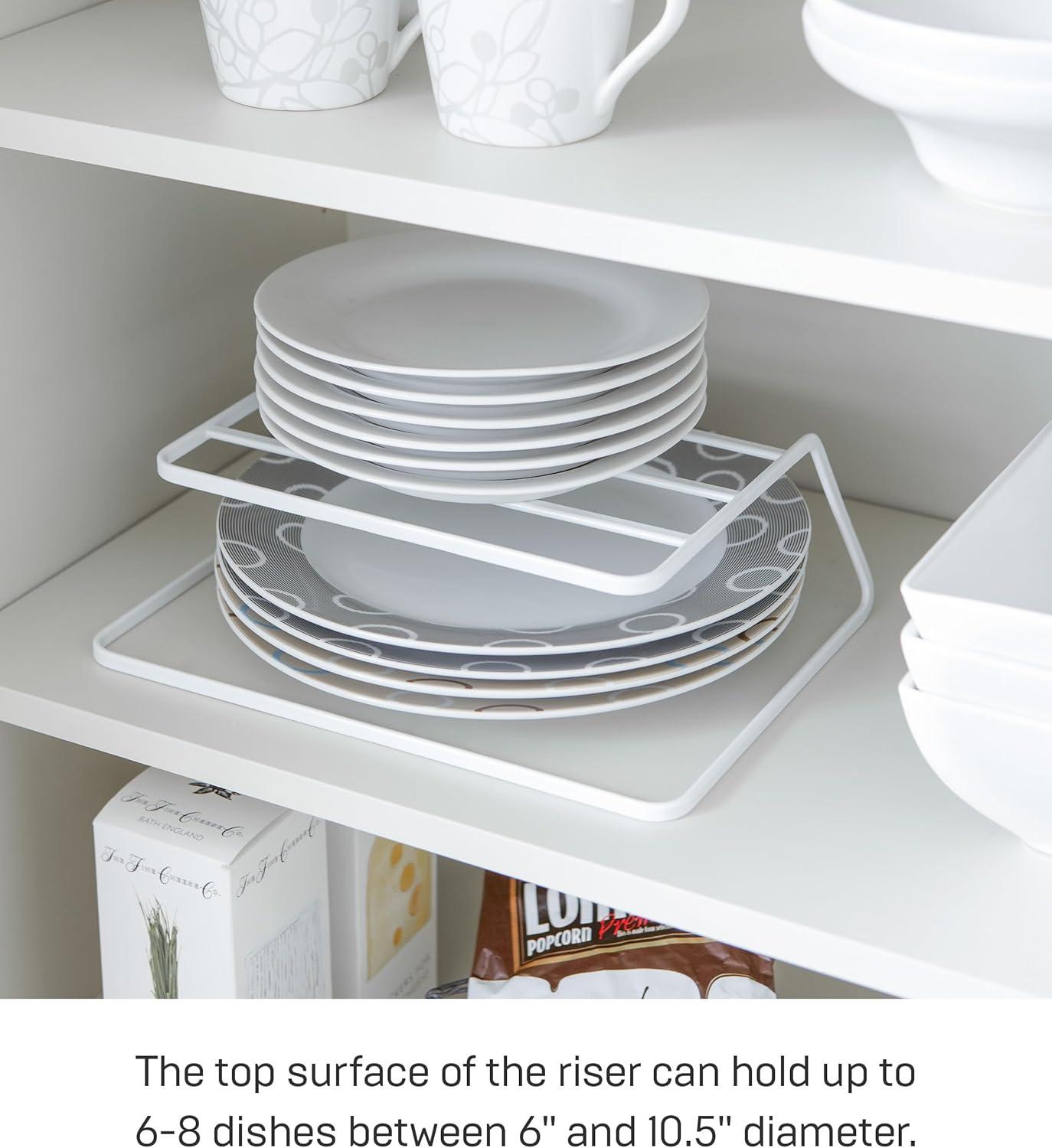 Yamazaki Home Dish Riser - Shelf Organizer & Storage For Kitchen Cabinets, Steel