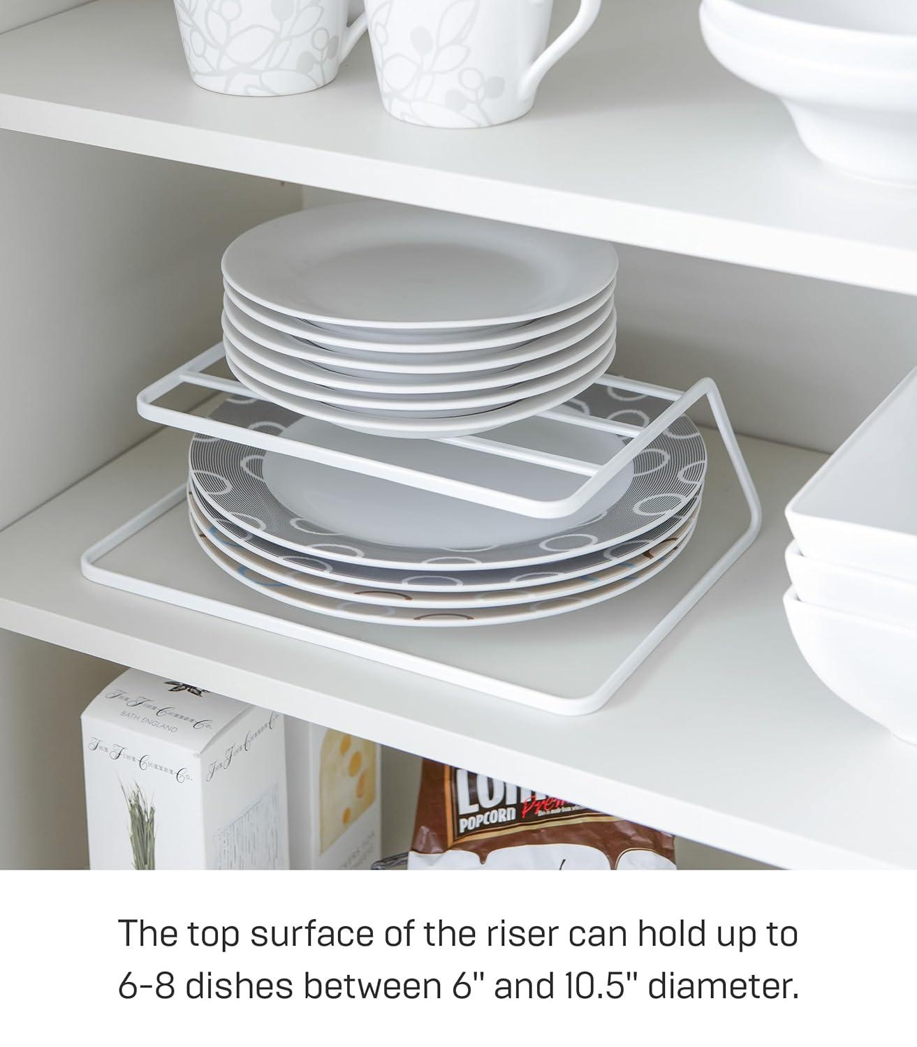 Yamazaki Home Dish Riser - Shelf Organizer & Storage For Kitchen Cabinets, Steel
