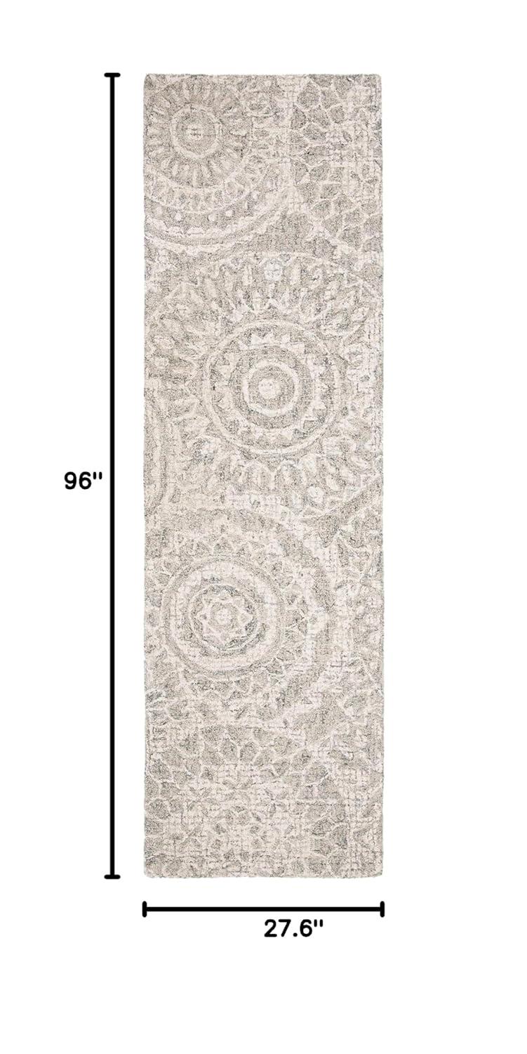 Abstract ABT205 Handmade Indoor Runner - Ivory/Grey - 2'-3"x8' - Safavieh
