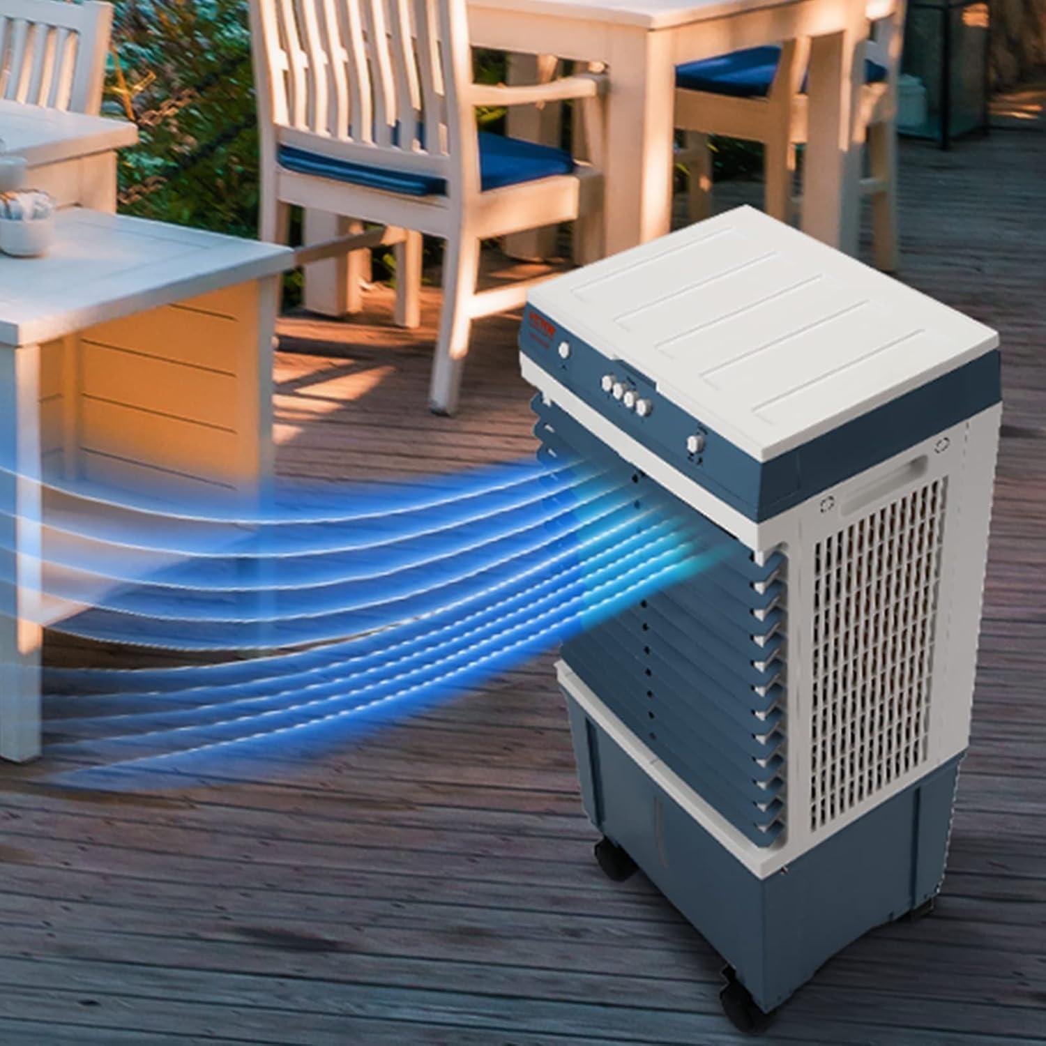 VEVOR 30.7" Blue Evaporative Air Cooler with Remote Control