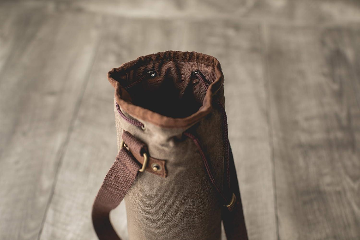 Waxed Canvas Single Bottle Insulated Tote Bag