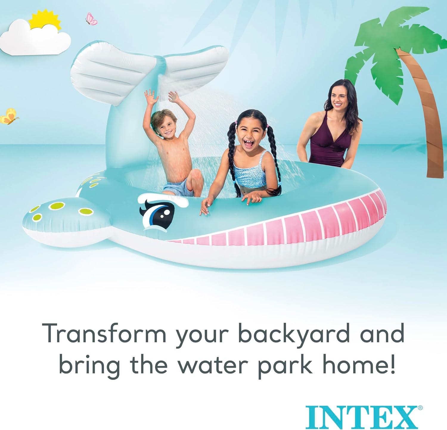 Intex Intex 57440EP 79" x 77" x 36" Inflatable Whale Spray Kiddie Pool for Kids 2+