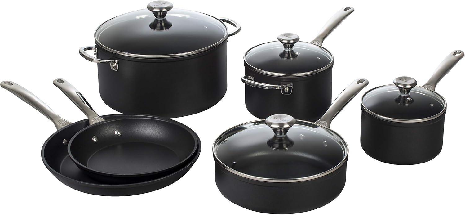 10-Piece Black Aluminum Non-Stick Cookware Set