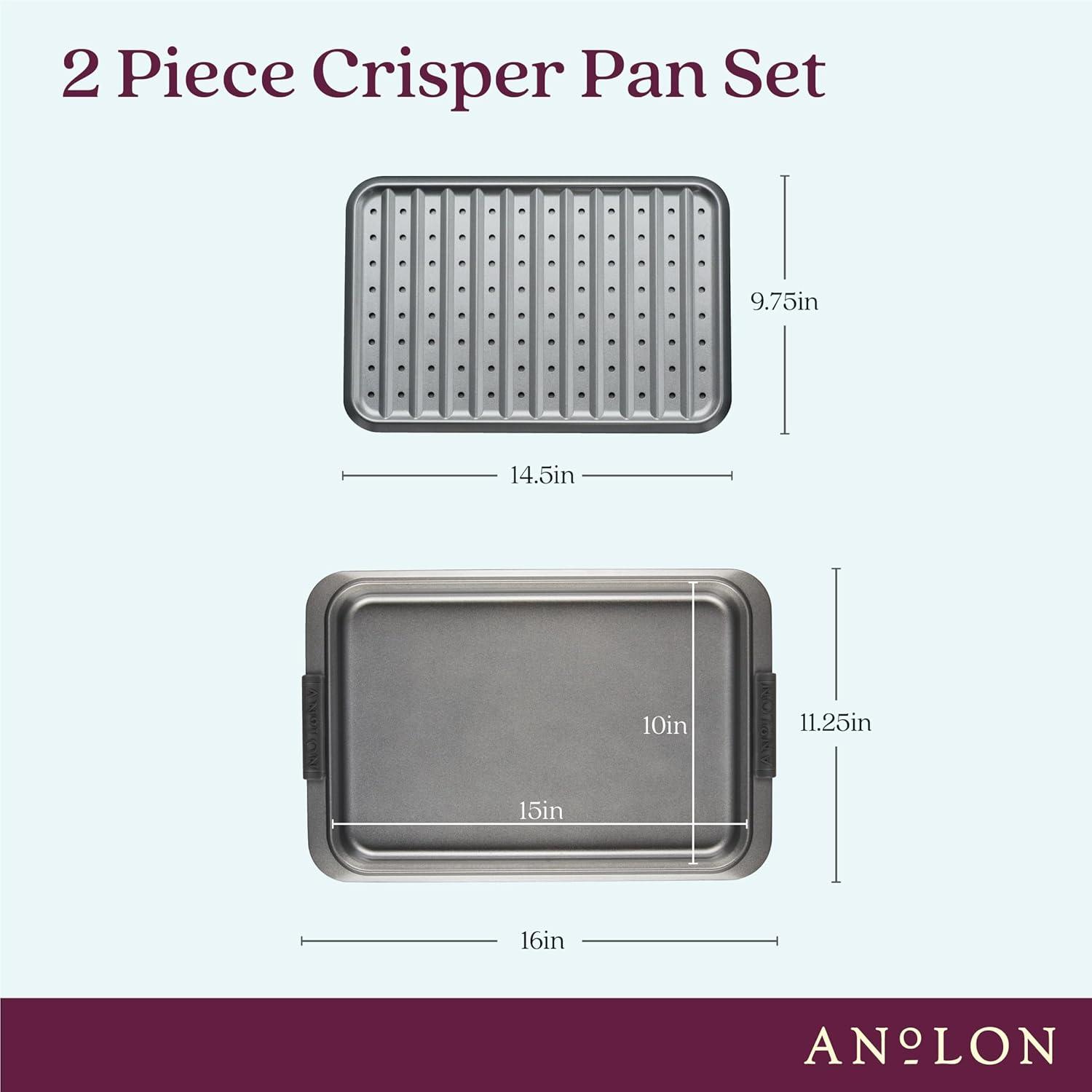 Anolon Advanced Bakeware10 inch x 15 inch Nonstick Sheet Pan and Crisper Set, Graphite