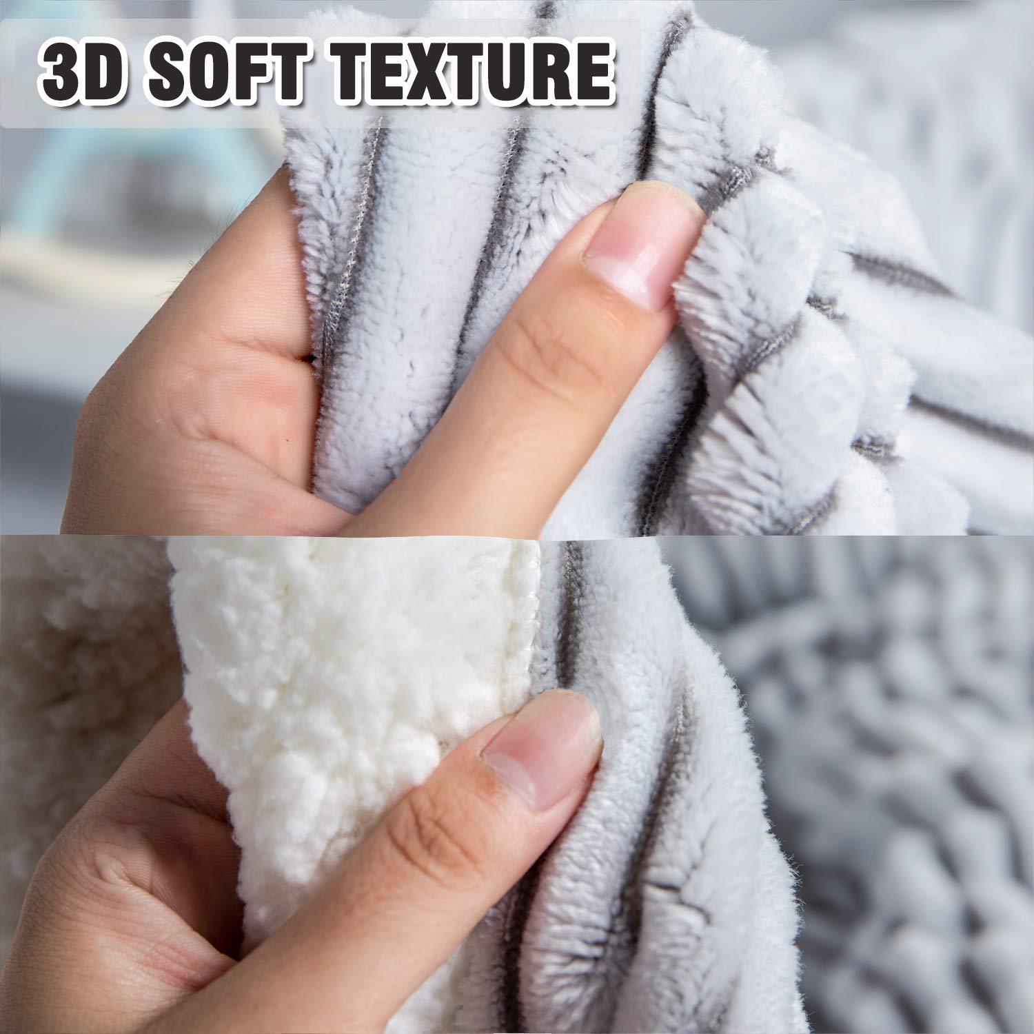 DISSA Sherpa Fleece Blanket Soft Grey and White Throw Blanket Cozy Plush Blankets for Couch Sofa Bed,51"x63"