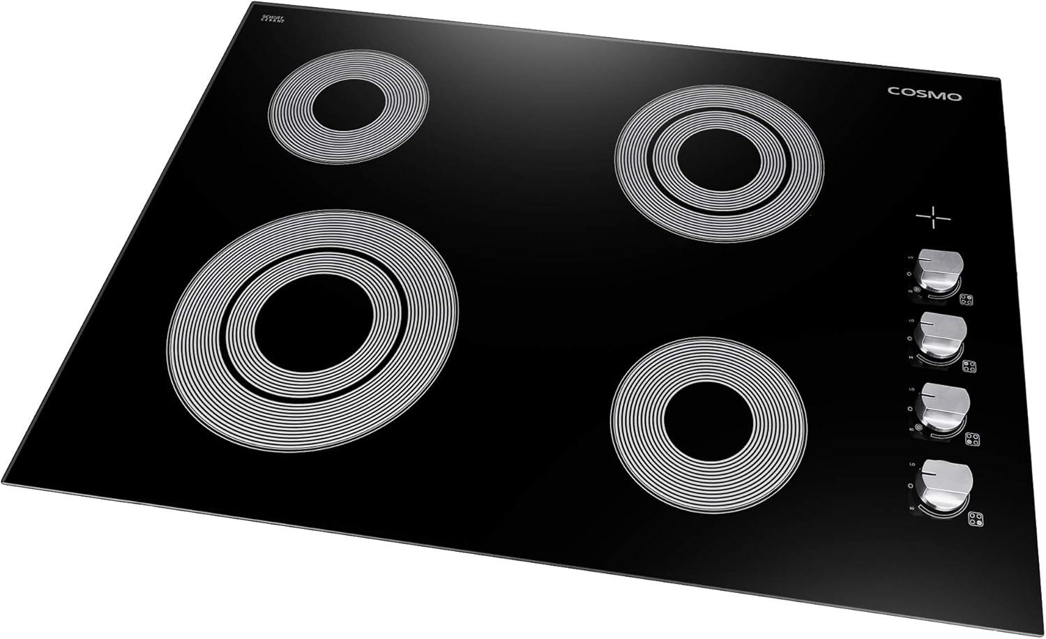 30 in. Electric Ceramic Glass Cooktop with 4 Burners, Dual Zone Elements, Hot Surface Indicator Light and Control Knobs