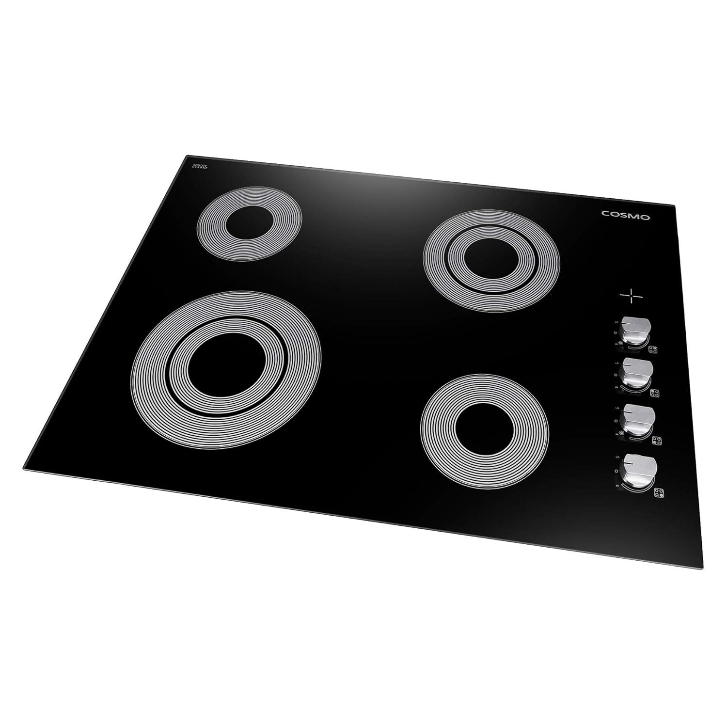 Cosmo Cosmo 30 in. Electric Ceramic Glass Cooktop with 4 Burners, Dual Zone Elements, Hot Surface Indicator Light and Control Knobs COS-304ECC