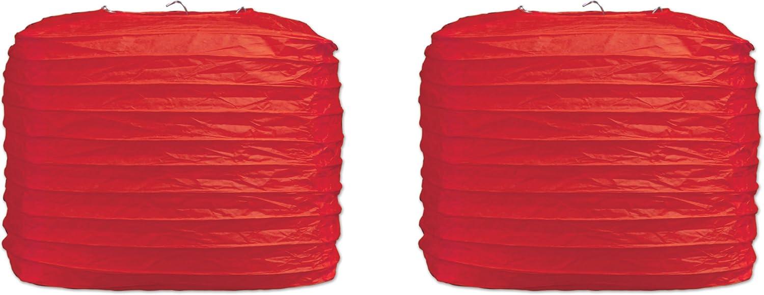 Red Square Paper Hanging Lanterns with Metal Supports