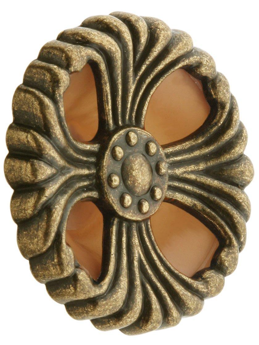 Antique Brass 2" Cabinet Knob with Bakelite Insert