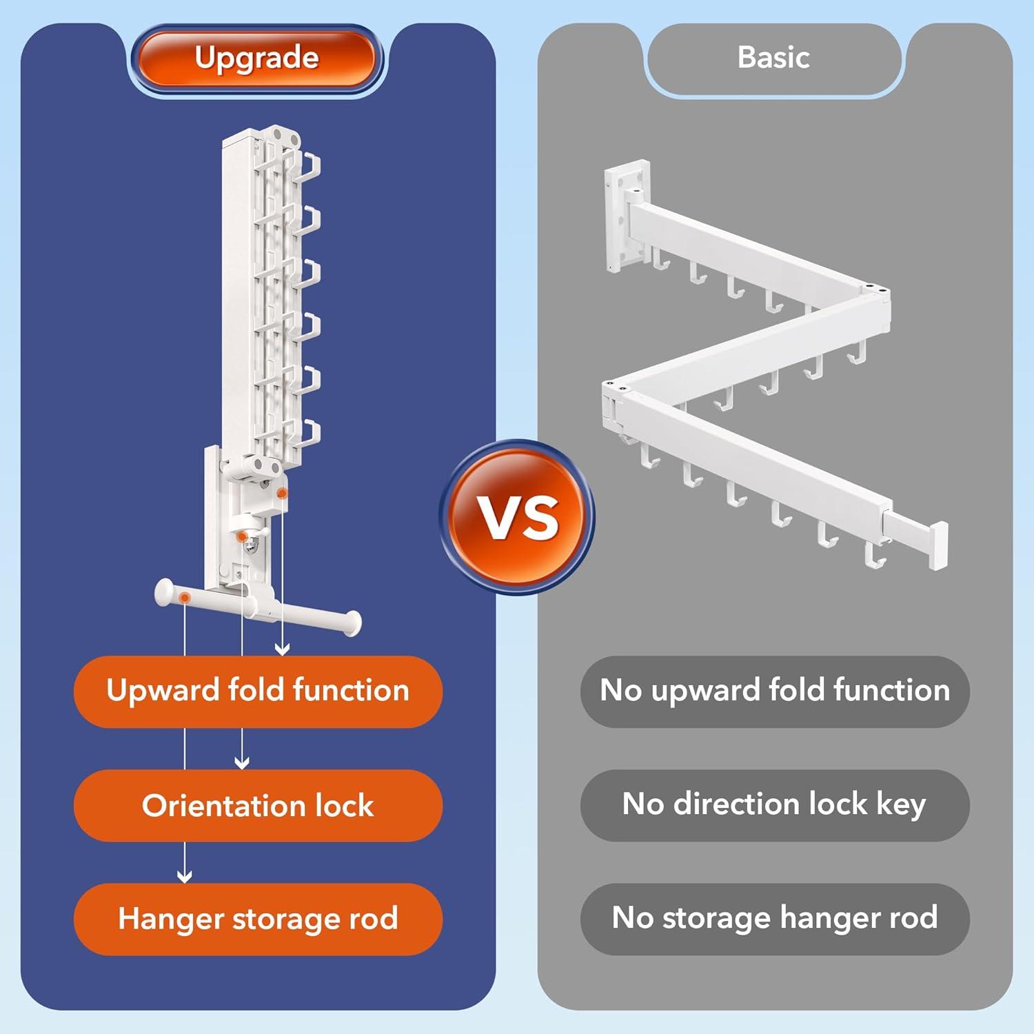 White Wall Mounted Tri-Fold Clothes Drying Rack