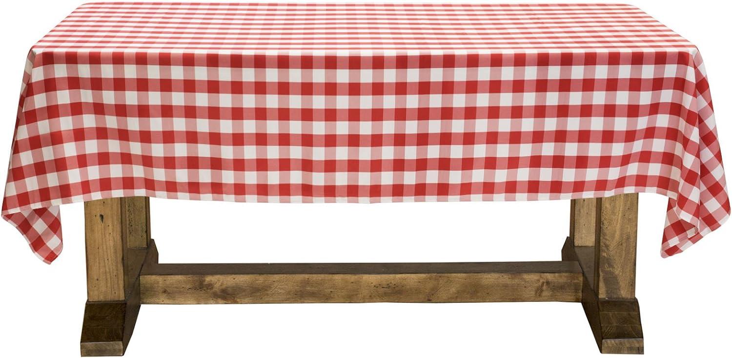 Red and White Gingham Checkered Polyester Tablecloth