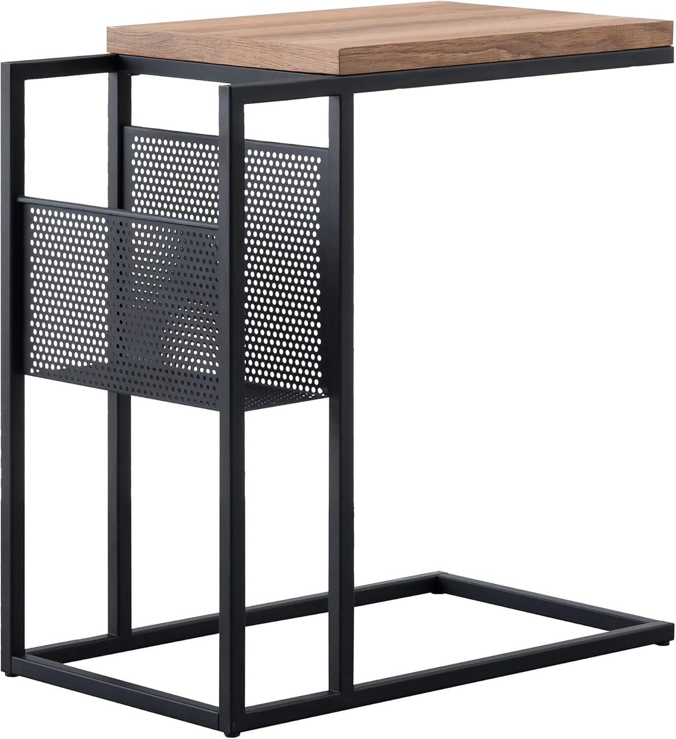 Clyde 20'' Blackened Bronze and Oak Rectangular Side Table