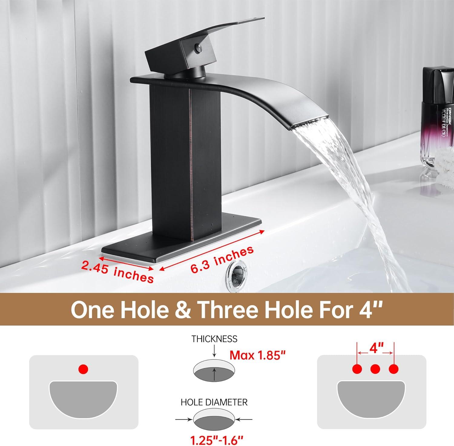 VIBRANTBATH Waterfall Low-Arc Single Hole Bathroom Faucet 6021-ORB