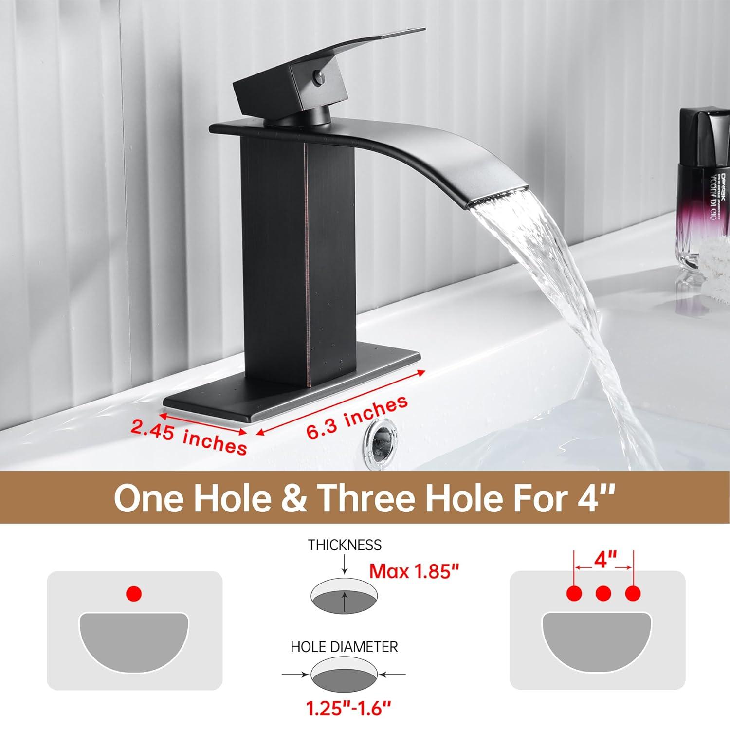 VIBRANTBATH Waterfall Low-Arc Single Hole Bathroom Faucet 6021-ORB
