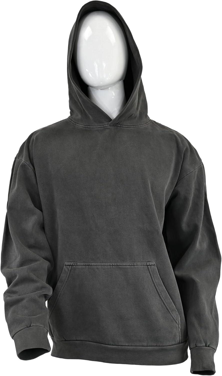 Expert Brand USA-Made Men's Oversized Heavyweight Cotton Pullover Hoodie Charcoal XL