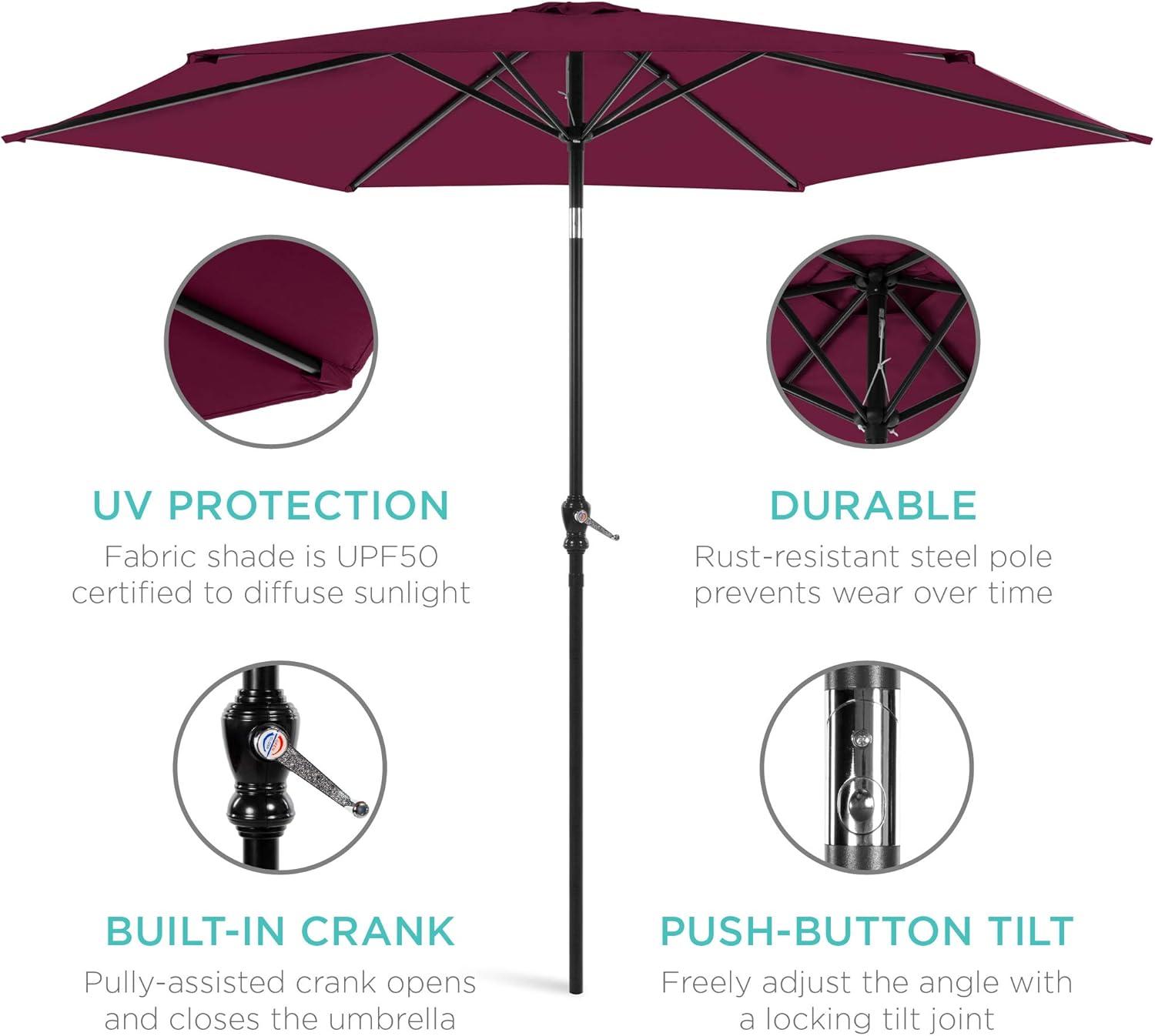 Best Choice Products 10ft Outdoor Steel Market Patio Umbrella w/ Crank, Tilt Push Button, 6 Ribs