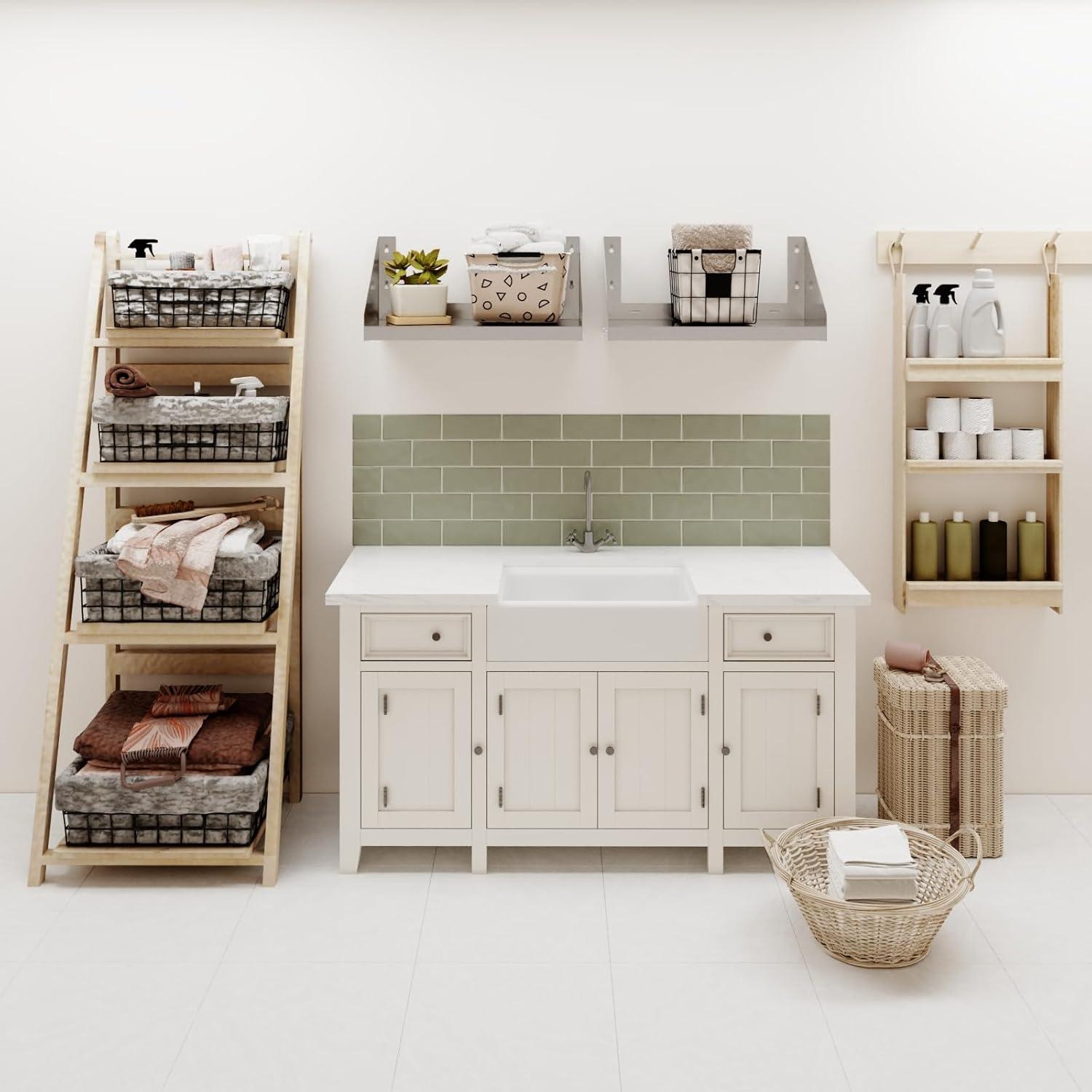 24" Stainless Steel Wall Shelf with Side Guards